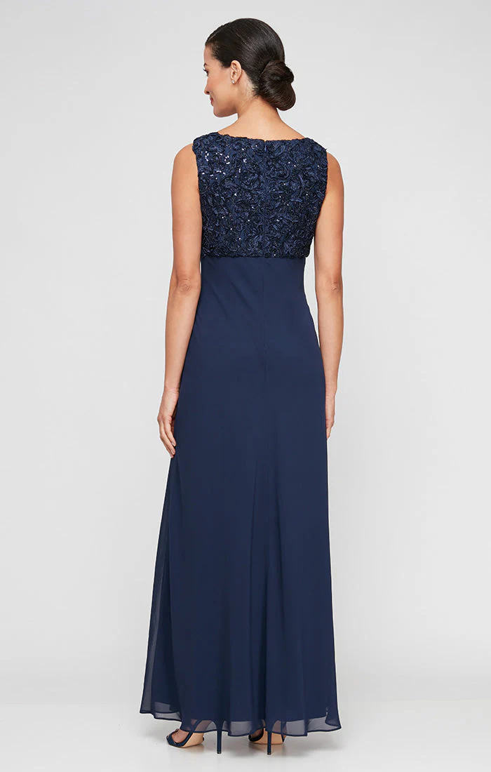 Petite Long Empire Waist Dress With Open Soutache Jacket - Image 9