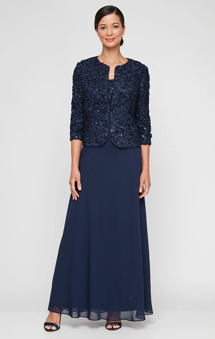 Empire Waist Dress with Soutache Lace Bodice & Jacket