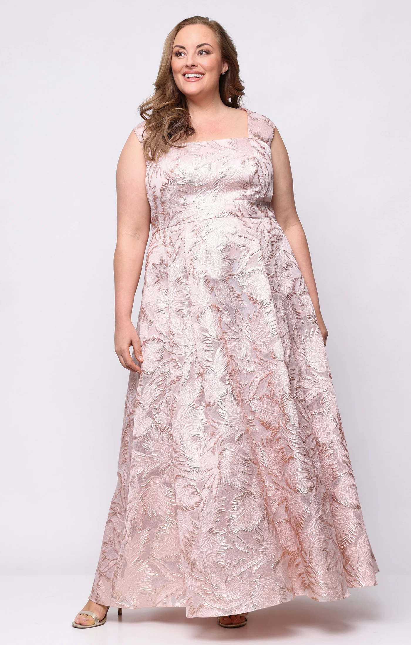 Plus - Long Jacquard Dress