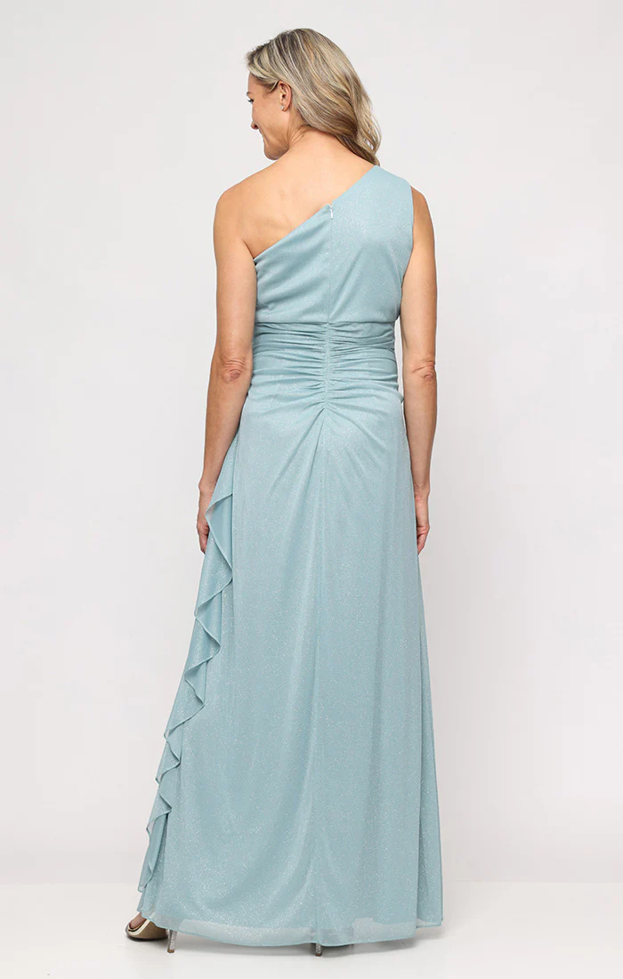 Regular - Glitter Mesh One Shoulder Gown - Image 3
