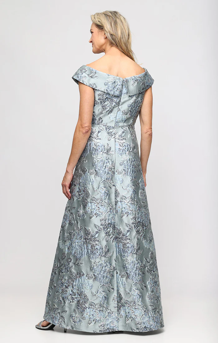Regular - Long Jacquard Off the Shoulder Gown - Image 3