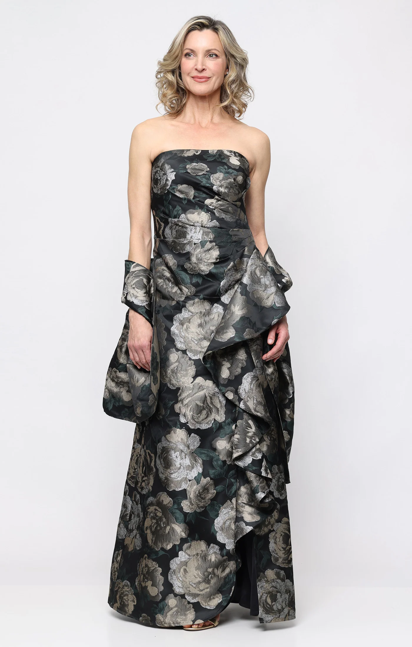 Veronica Strapless Dress with Shawl