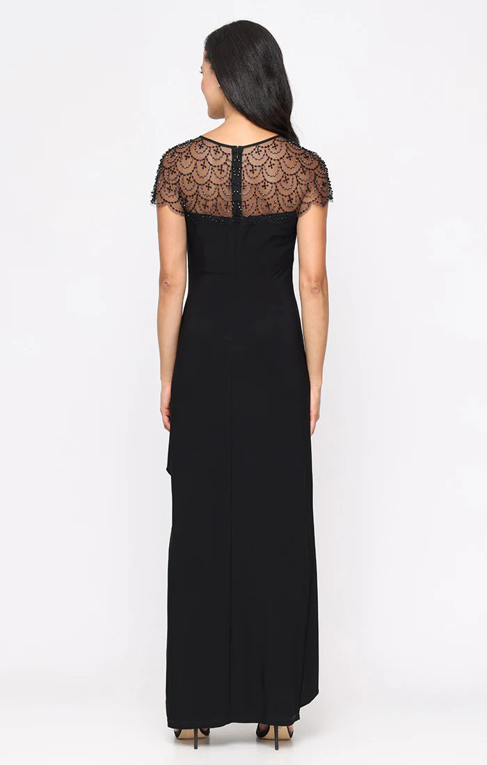 Regular - Matte Jersey Dress with Cascade Ruffle Skirt & Illusion Neckline - Image 3