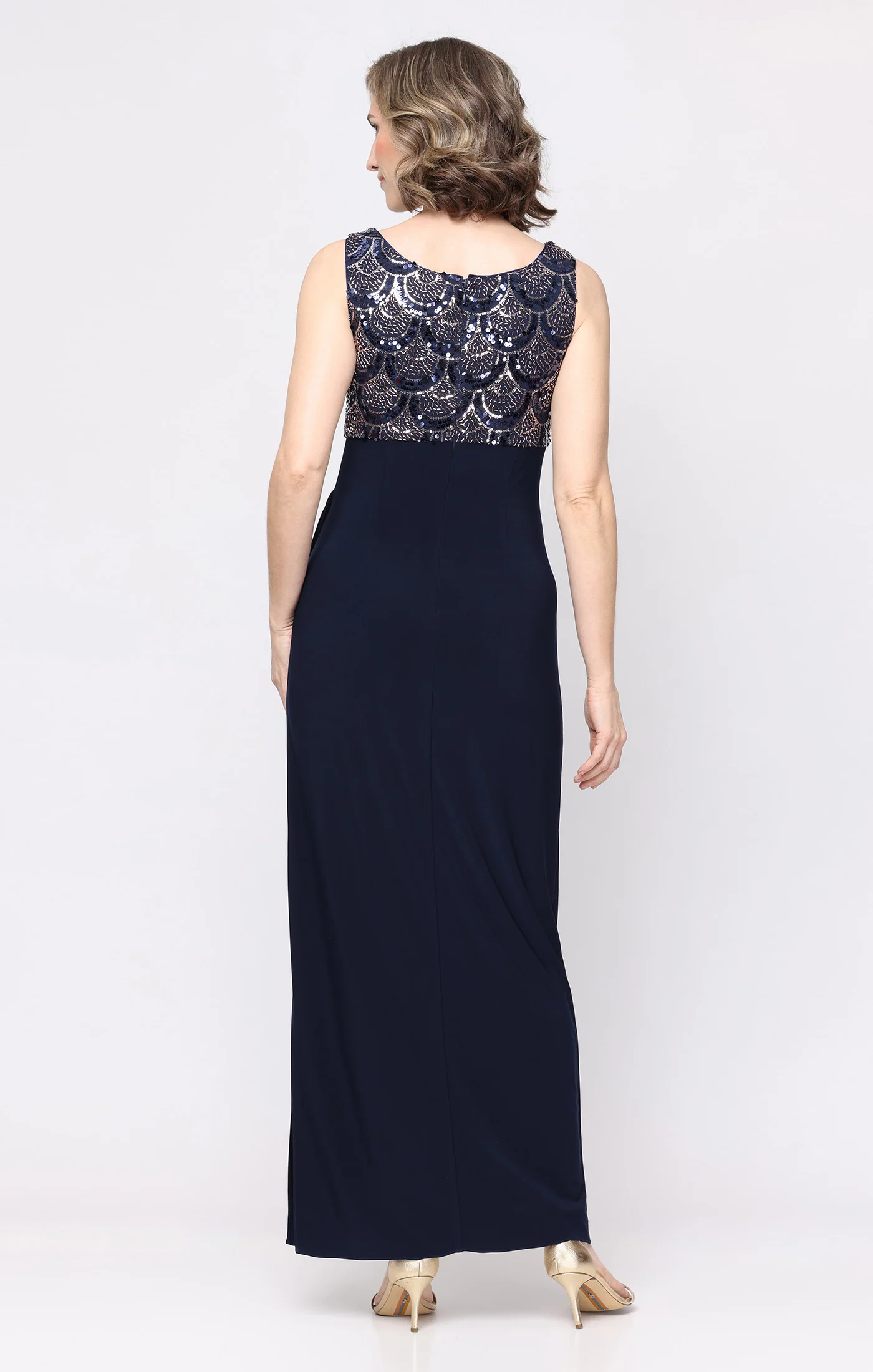 Long Empire Waist Dress with Sequin Bolero Jacket - Image 4