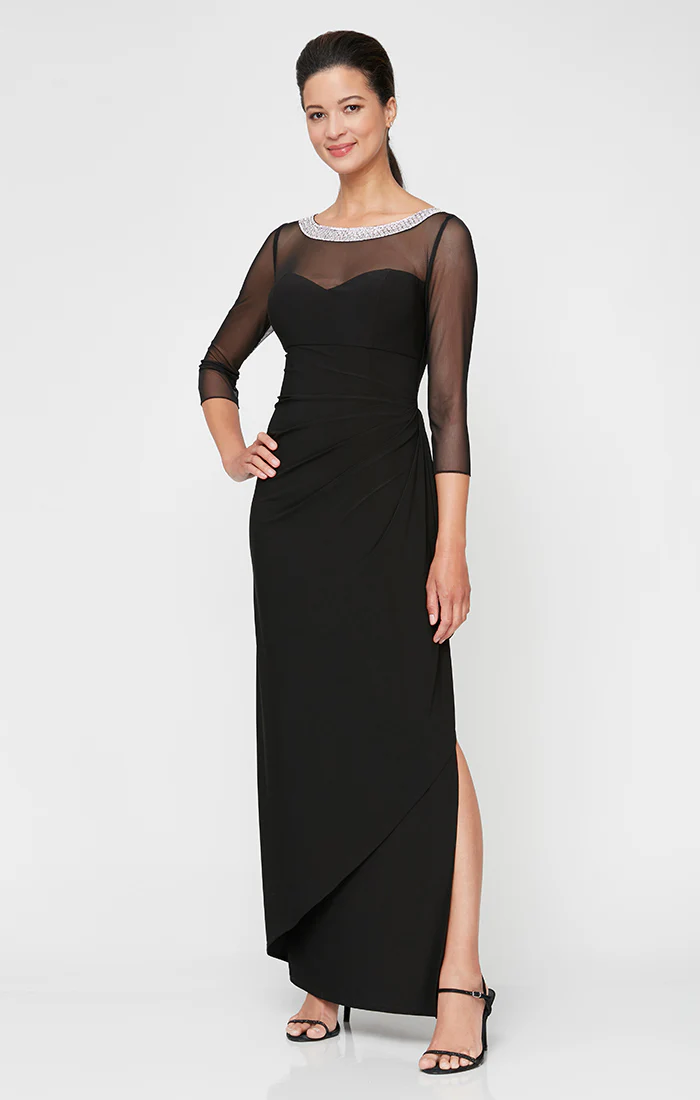 Petite Maya Long Matte Jersey Ruched Dress