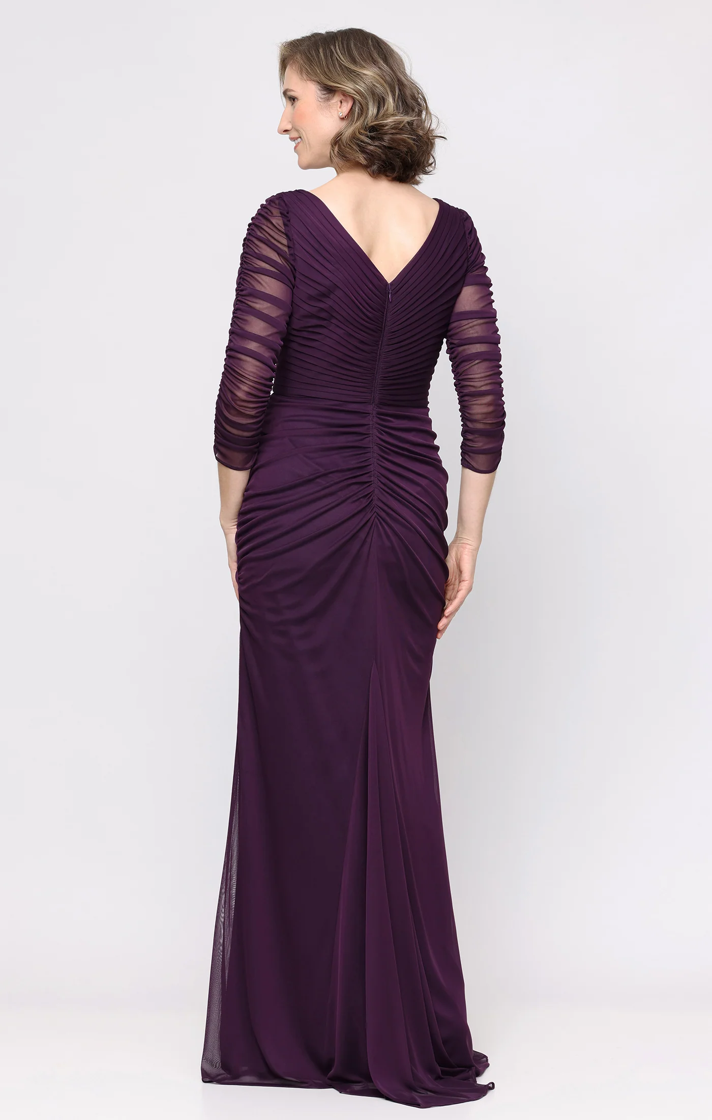 Long Mesh Dress with Embellishment Detail at Hip - Image 3