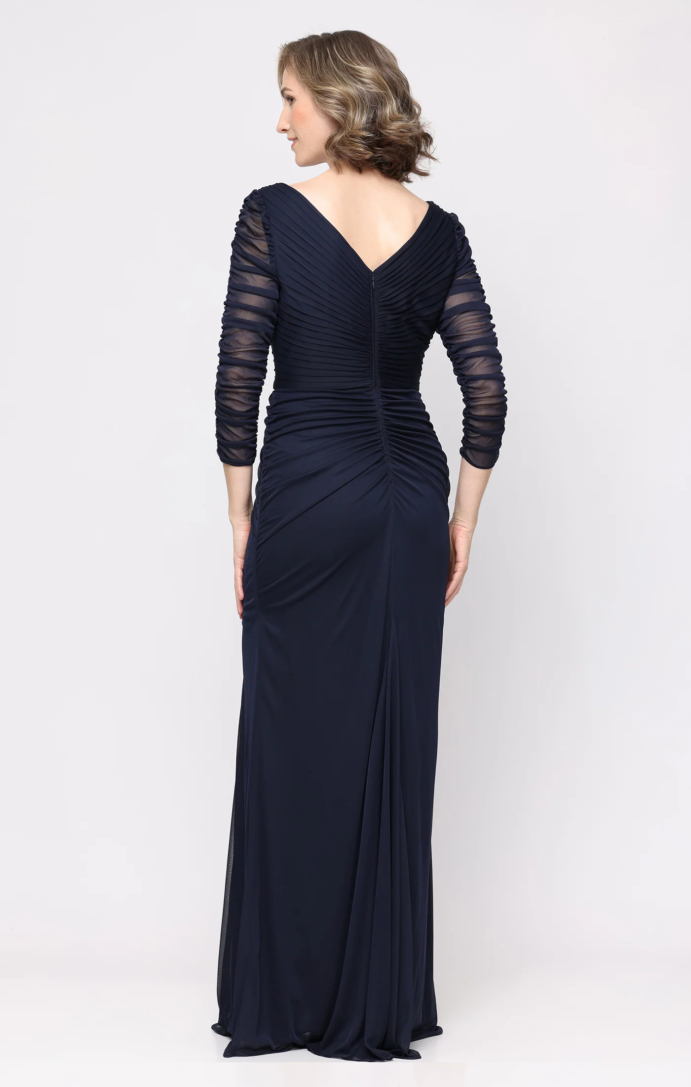 Long Mesh Dress with Embellishment Detail at Hip - Image 6