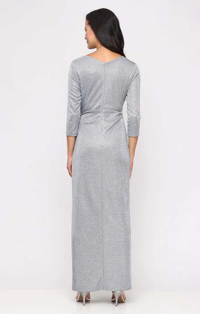 *Metallic Knit Dress with Surplice Neckline - Image 3