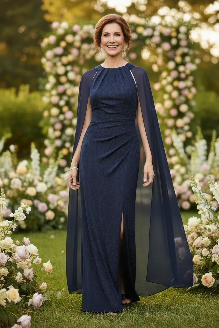 Long Metallic Knit Halter Dress with Front Slit - Image 4