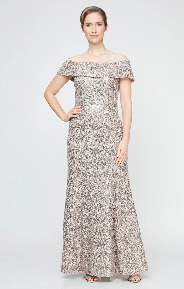 *Corded Lace Off-the-Shoulder Gown - Image 4