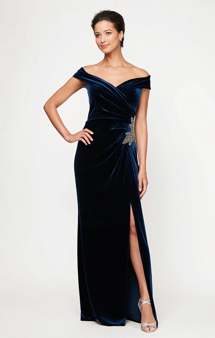 Petite - Sara Velvet OTS Gown - Image 3