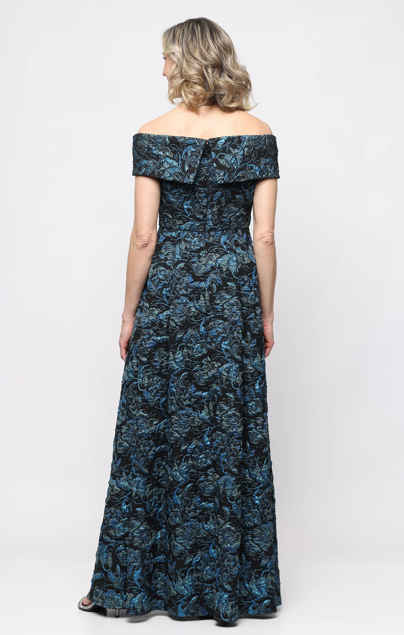 *Long Off the Shoulder Printed Ballgown - Image 3