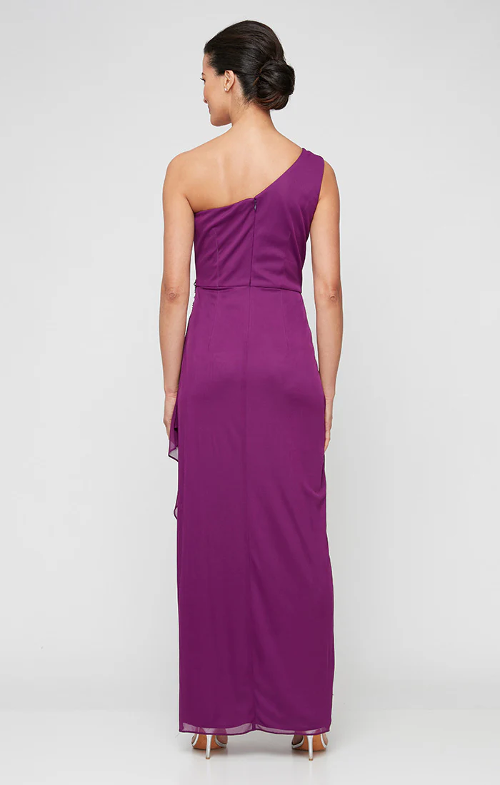 Regular - Long One Shoulder Dress with Beaded Hip Detail - Image 2