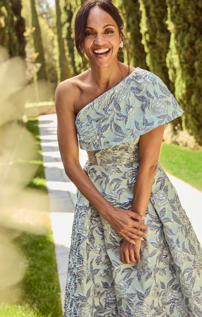 Petite - One Shoulder Jacquard Gown - Image 4