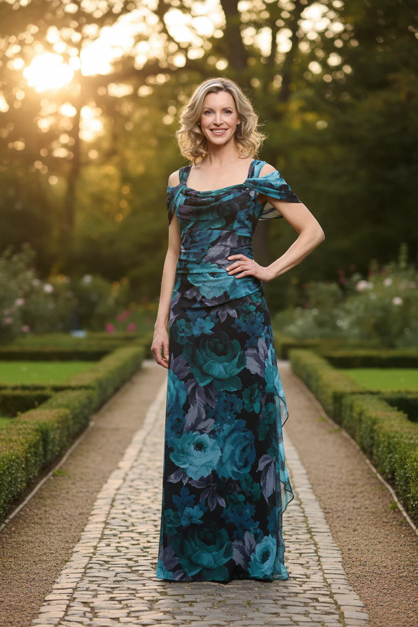 Mia Printed Mesh Cold Shoulder Dress - Image 4