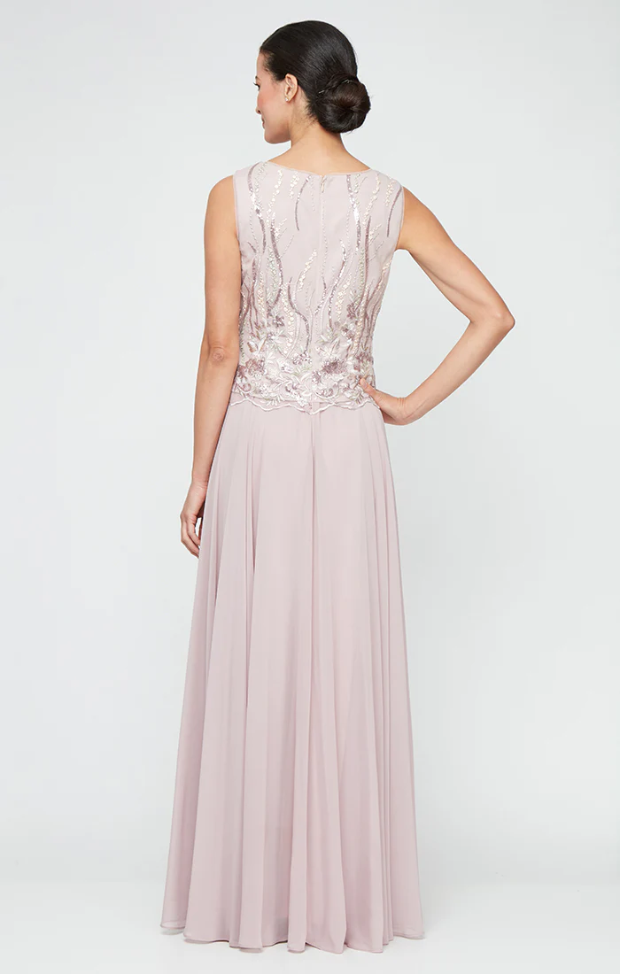 Petite Sequin Embroidered Jacket Dress with Full Chiffon Skirt - Image 3