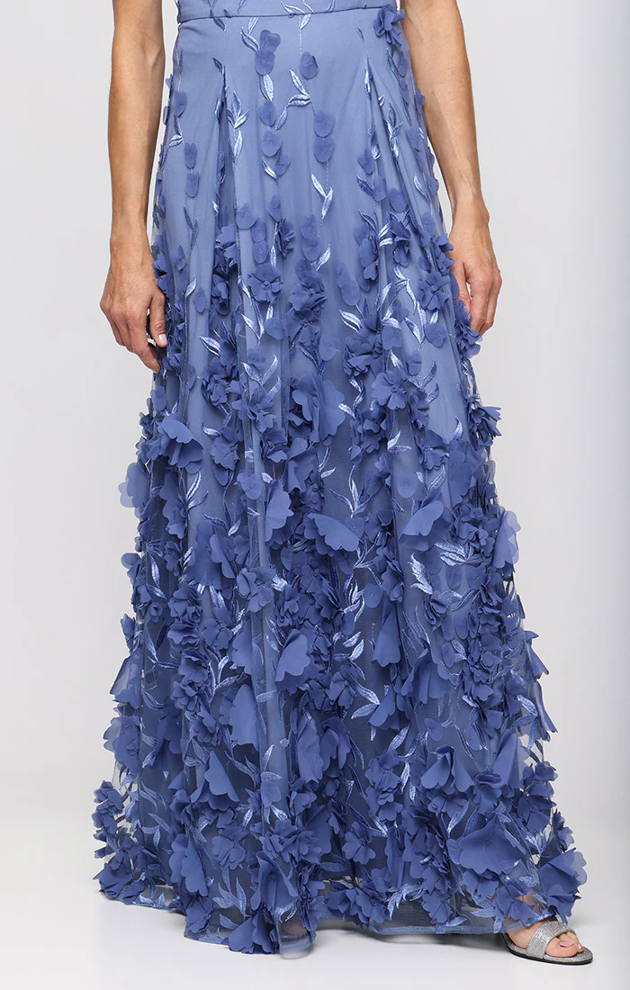 Regular - Sleeveless 3-D Embroidered Floral A-Line Gown - Image 2