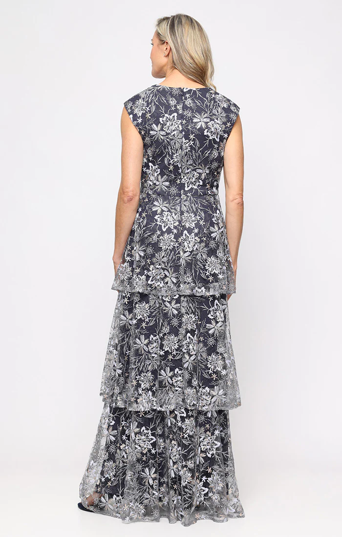 Sleeveless Embroidered Tiered Dress with Sweetheart Neckline - Image 3