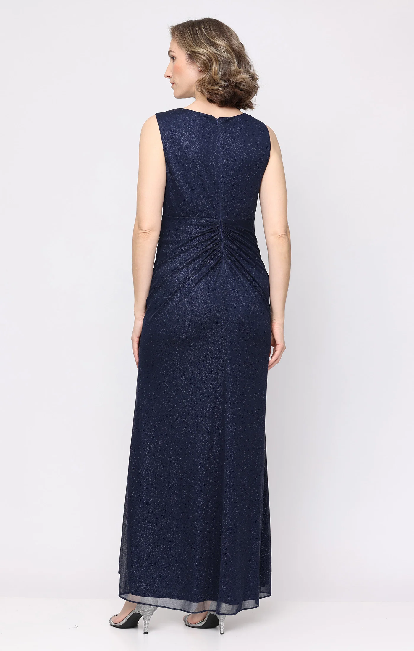Long Sleeveless Glitter Mesh Dress - Image 3