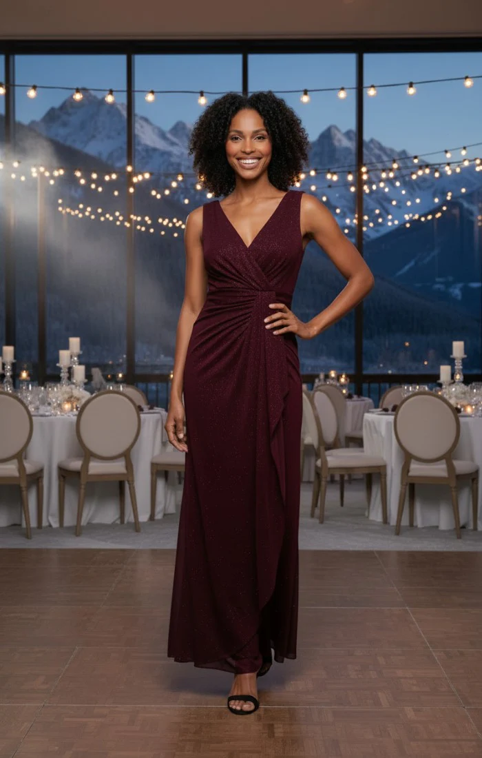 Long Sleeveless Glitter Mesh Dress - Image 6