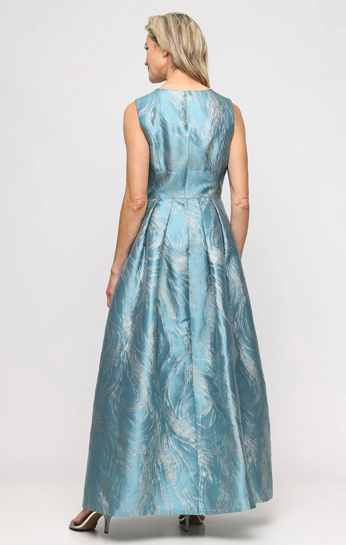 Petite - Jacquard Column Dress with Ballgown Flyaway Panel Skirt - Image 3