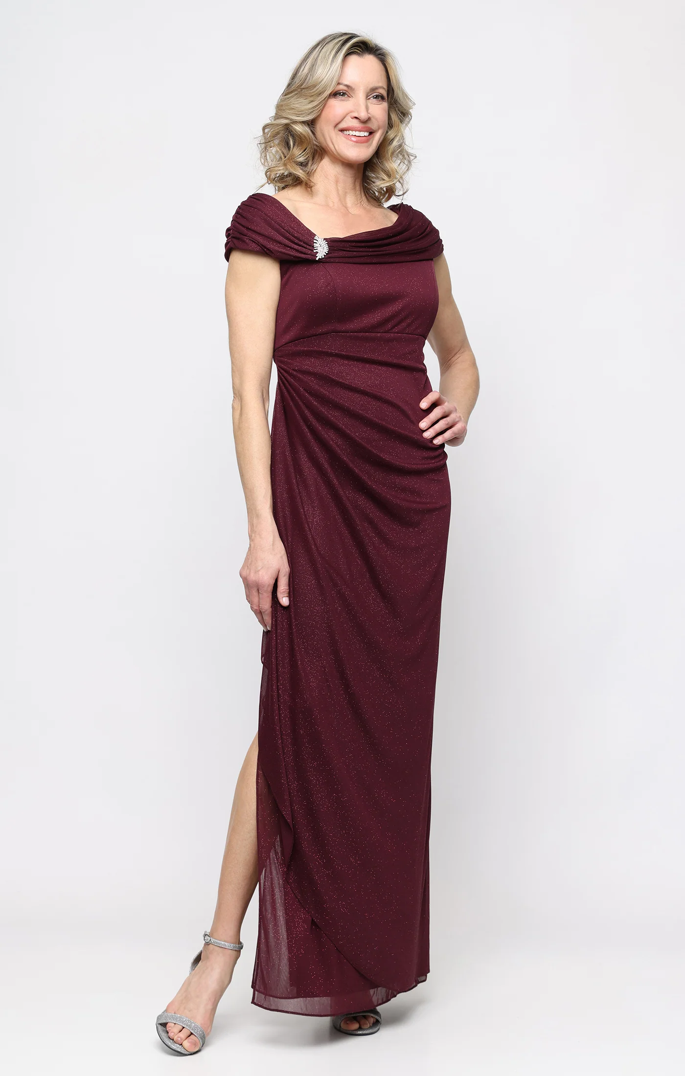 Petite Jessica Glitter Mesh Dress with L-Neckline - Image 4
