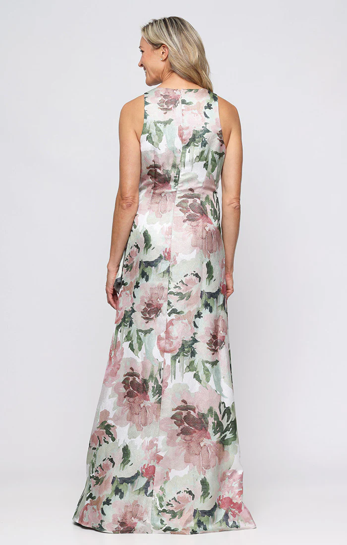 Regular - Floral Print Shimmer Dress with Ruffled Skirt Detail - Image 3