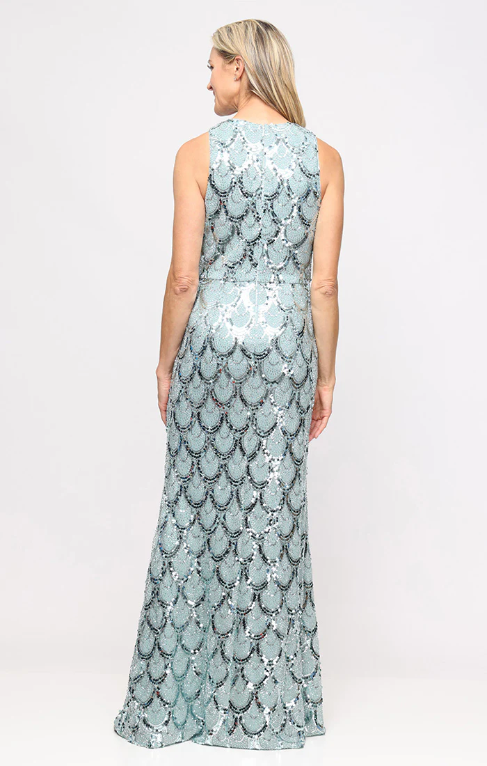Regular - Long Sleeveless Sequin Dress with V-Neckline - Image 3