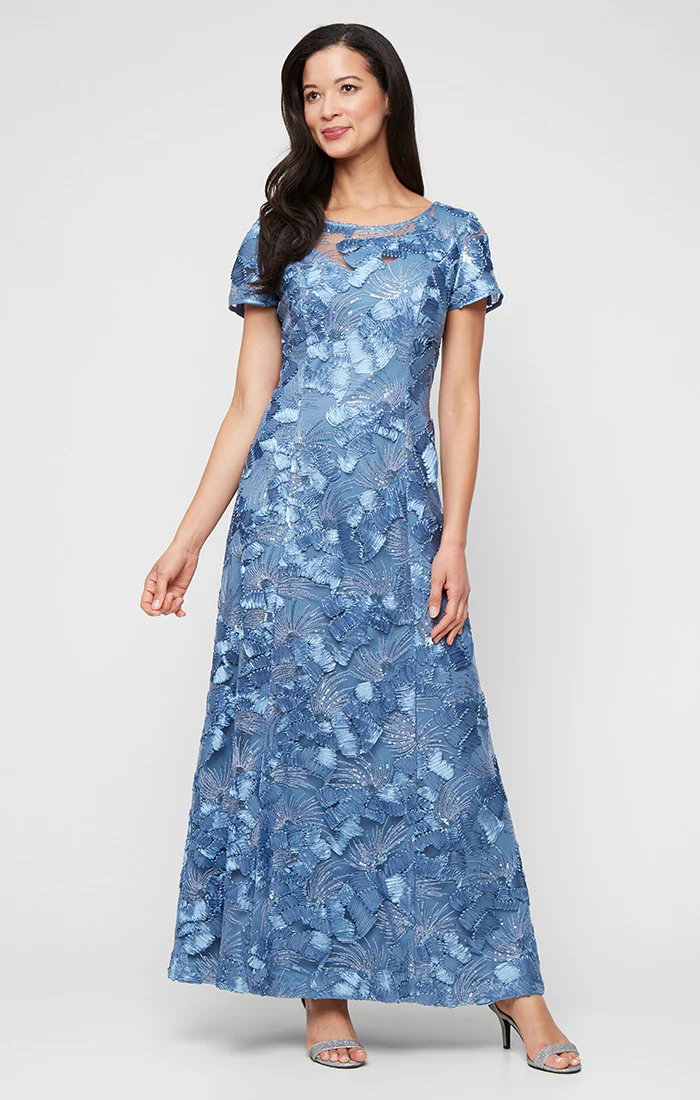 Petite Soutache A-Line Dress with Short Sleeves