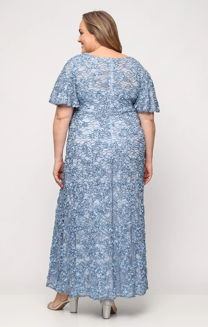 Plus - Long Soutache Empire Waist Dress with Surplice Neckline - Image 3