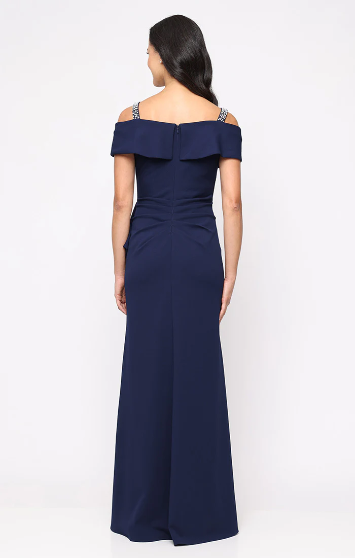 *Stretch Crepe Gown with Embellished Cold Shoulder Detail - Image 3