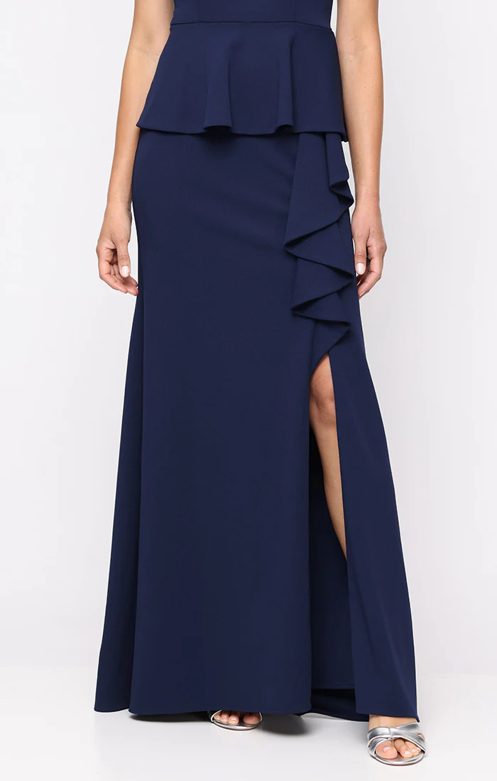 *Stretch Crepe Gown with Embellished Cold Shoulder Detail - Image 4