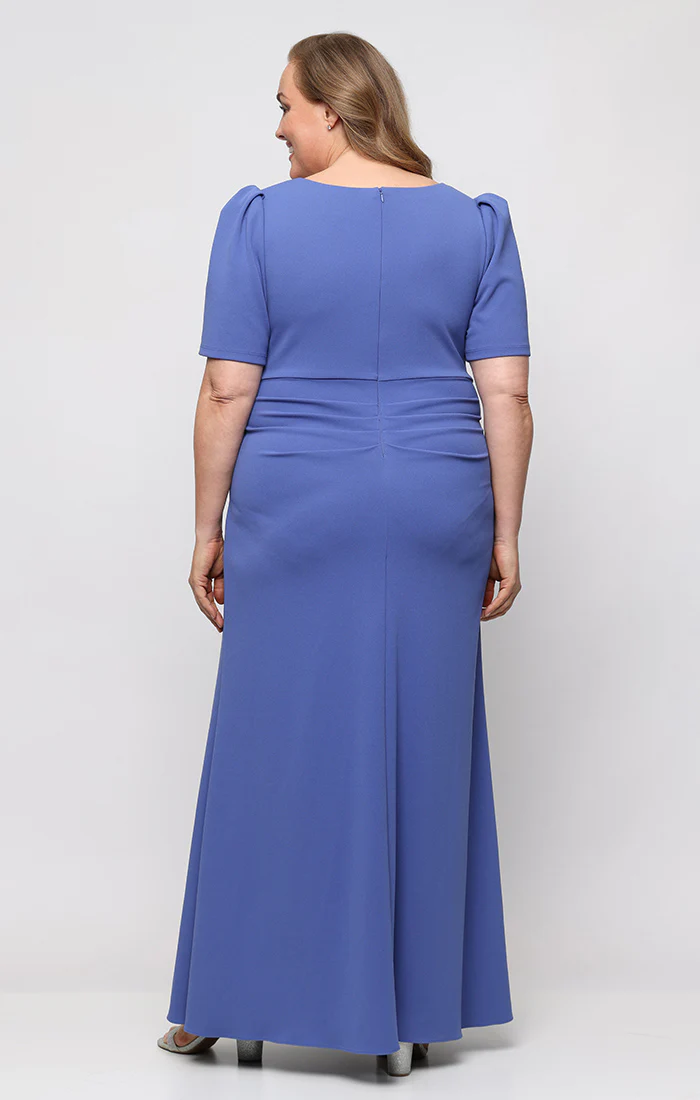 Plus Embellished Neckline Stretch Crepe Gown - Image 3