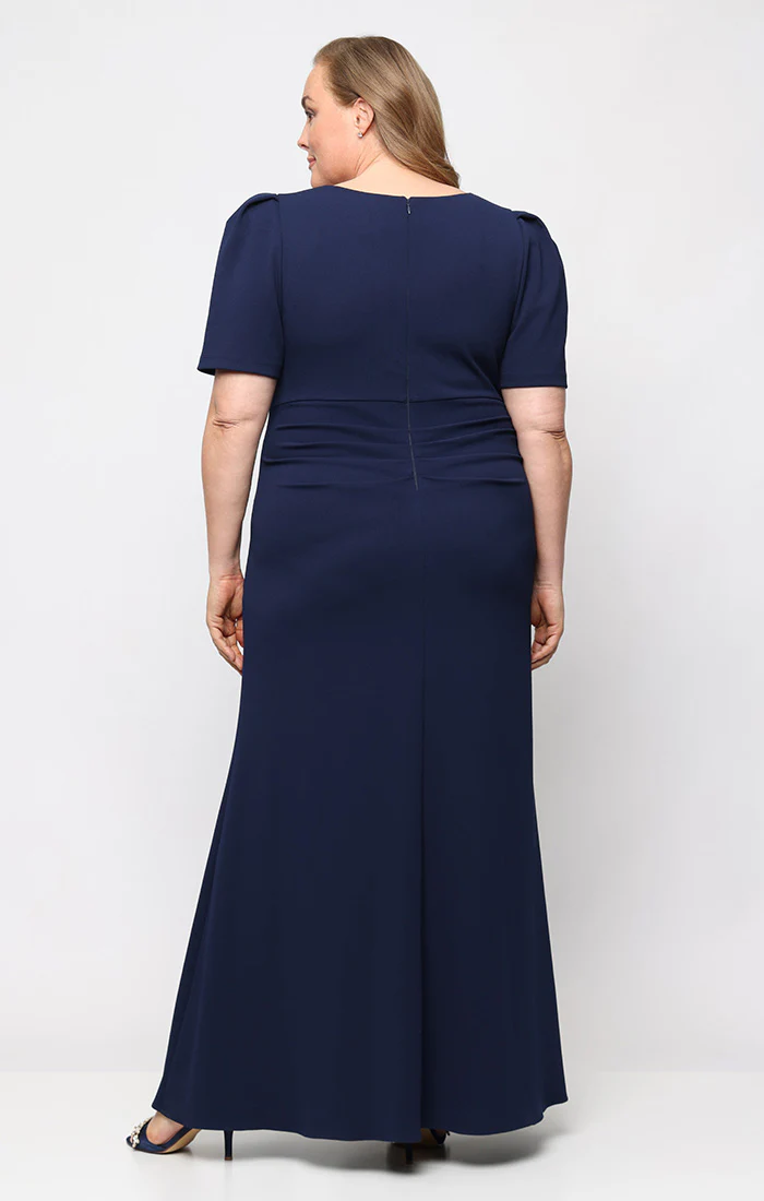 Plus Embellished Neckline Stretch Crepe Gown - Image 6