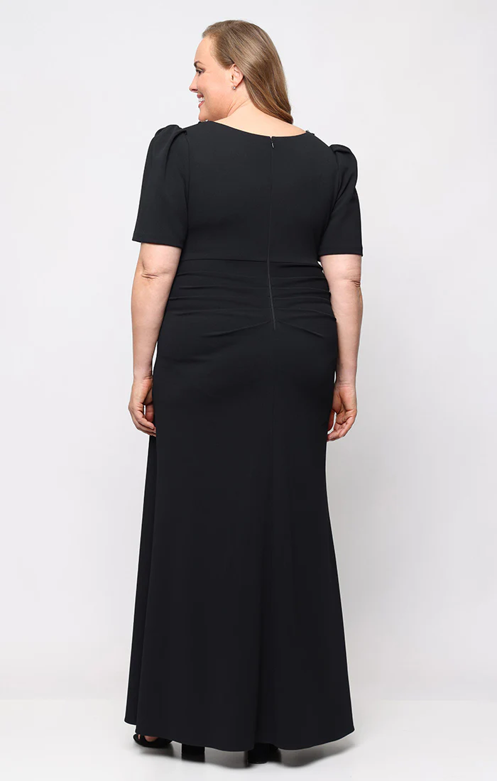 Plus Embellished Neckline Stretch Crepe Gown - Image 9