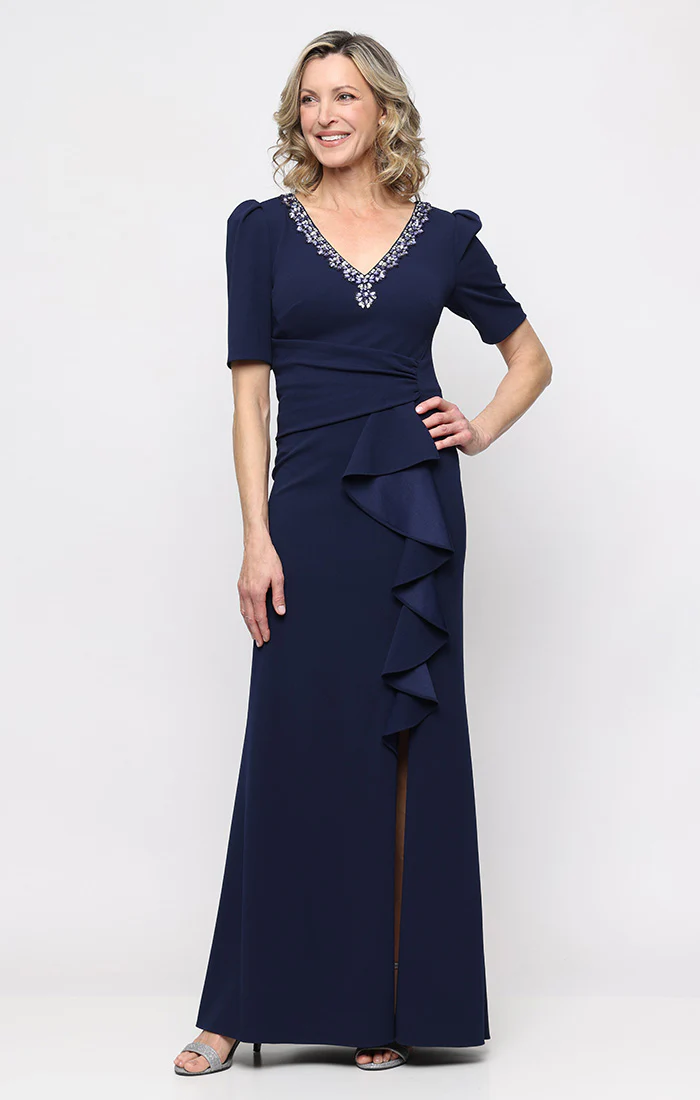 Embellished Neckline Stretch Crepe Gown - Image 4