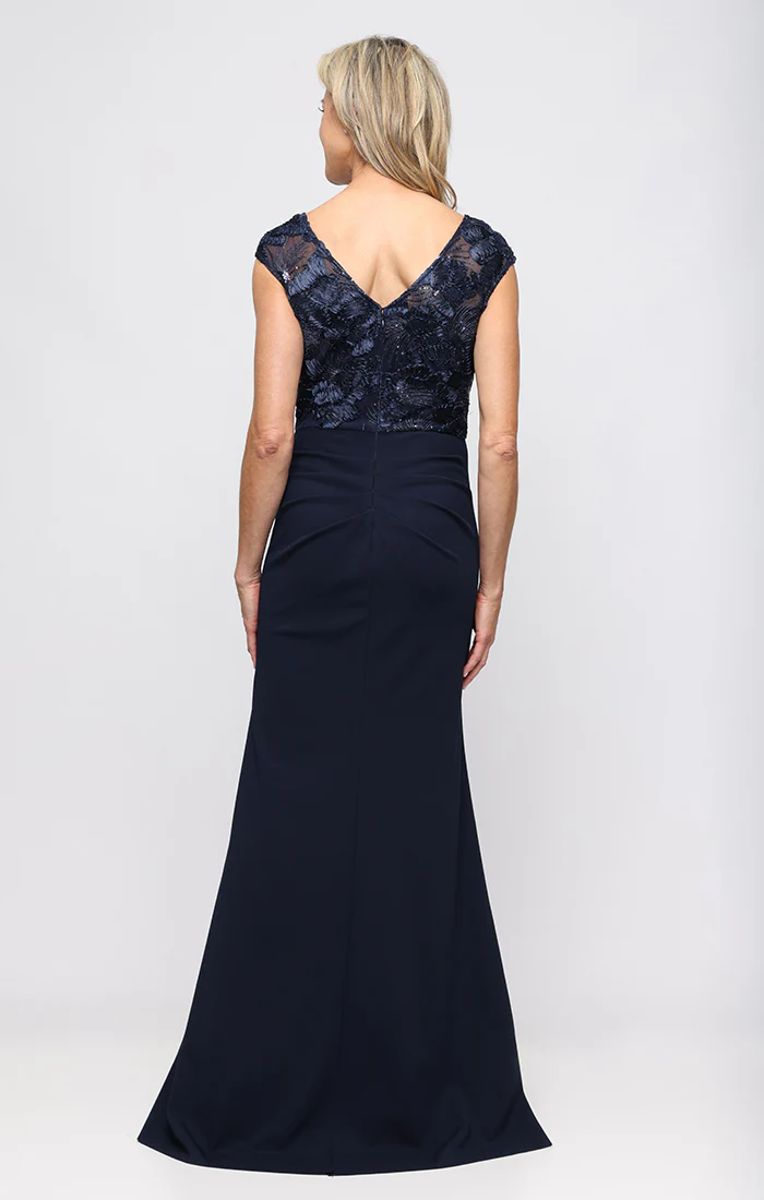 Petite - Stretch Crepe Gown with Soutache Bodice and Illusion Neckline - Image 3