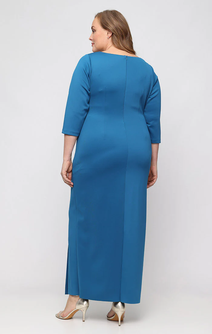 Plus - Stretch Crepe Dress with Surplice Neckline, Hardware Detail at Waist - Image 3