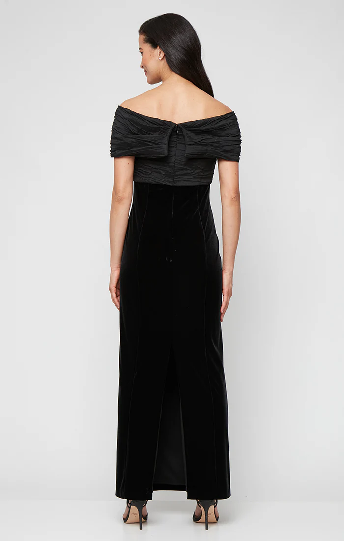 Velvet & Taffeta Off the Shoulder Gown - Image 2