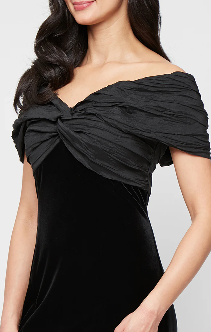 Velvet & Taffeta Off the Shoulder Gown - Image 3