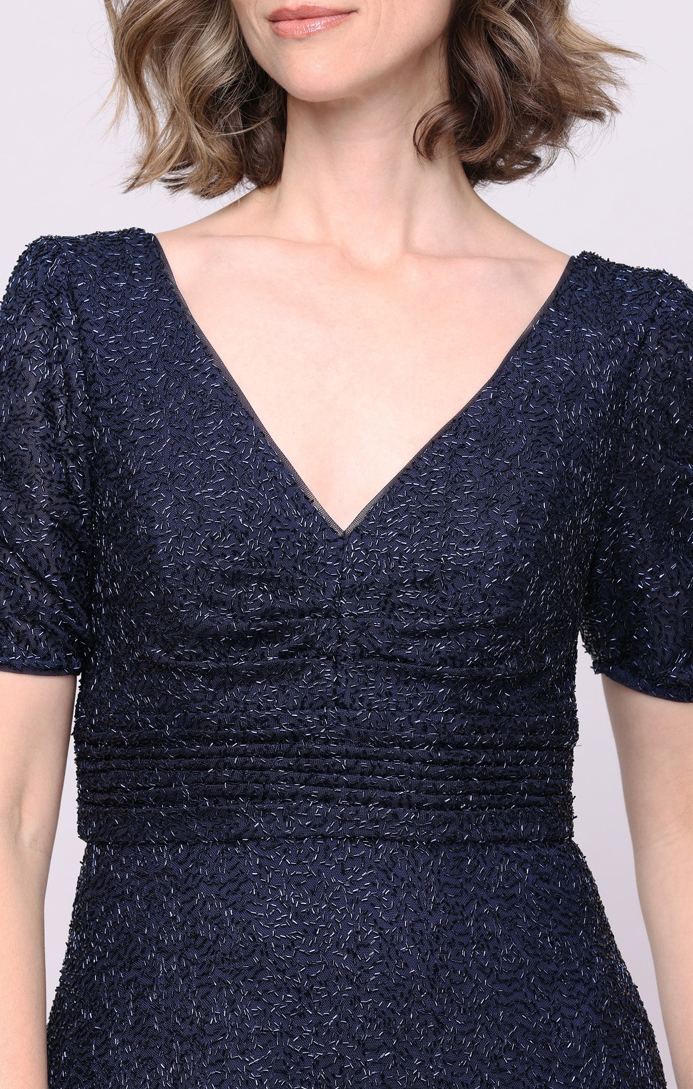 Plus Long Sequin Dress with Ruched Waist - Image 2