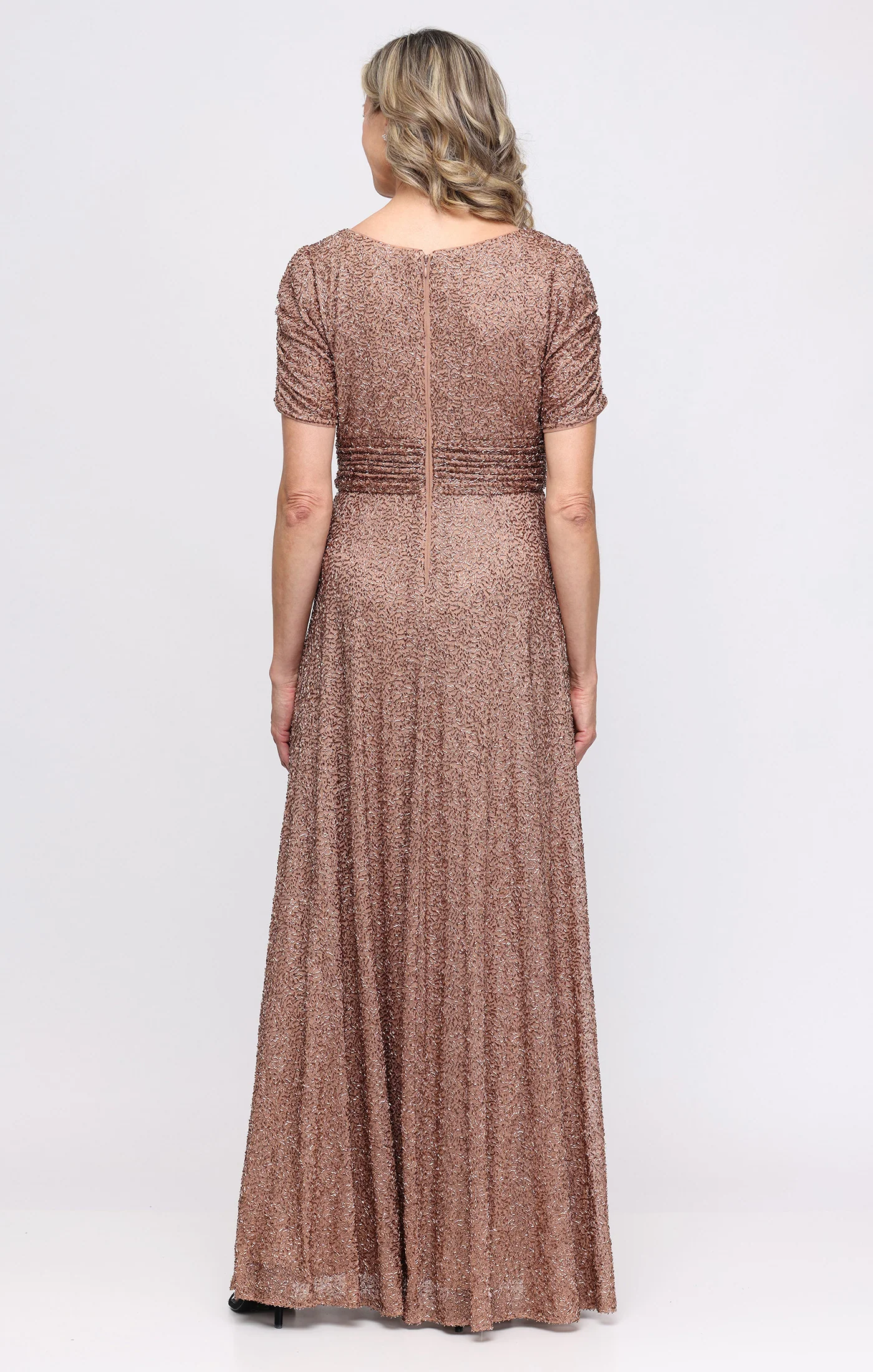 Plus Long Sequin Dress with Ruched Waist - Image 6