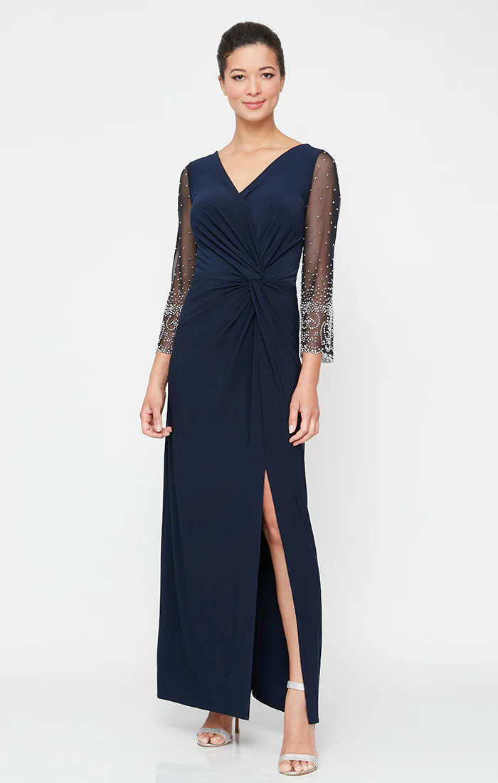 Plus - Matte Jersey Dress with Knot Front Detail