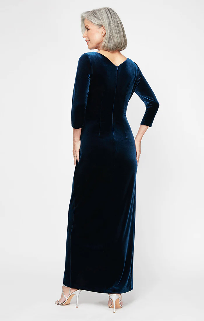 Long Surplice Neckline Velvet Dress - Image 2