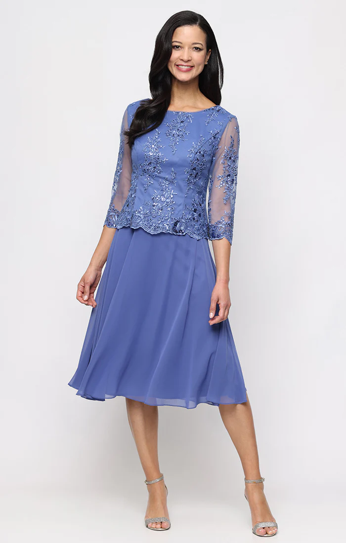 Midi Lace & Chiffon Dress