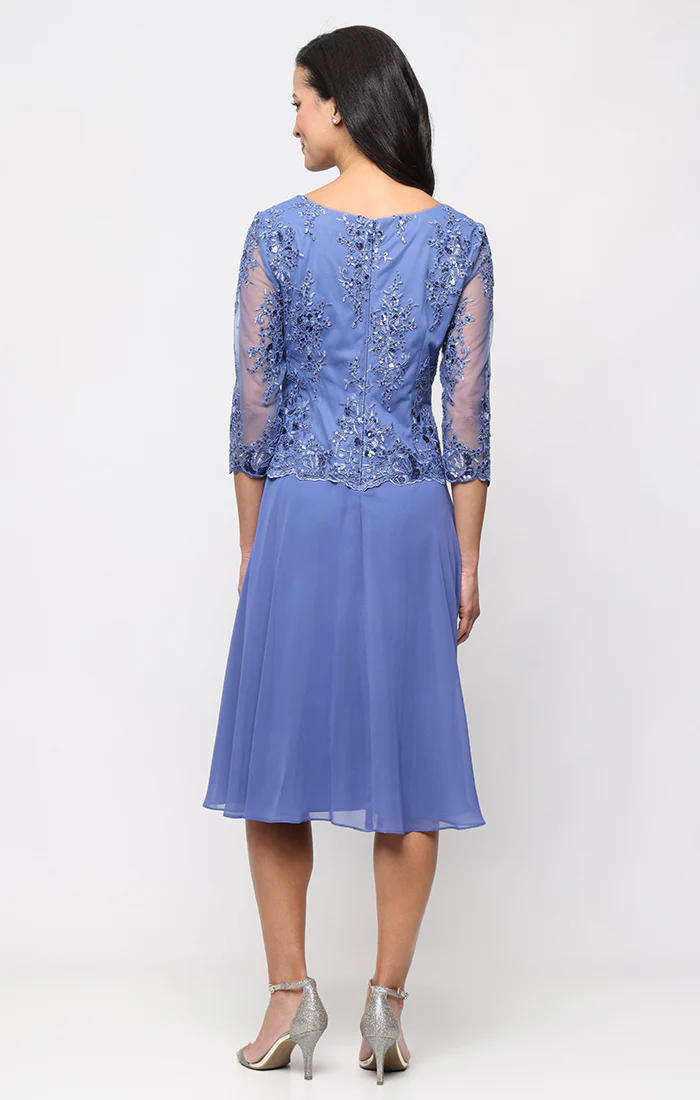 Midi Lace & Chiffon Dress - Image 3