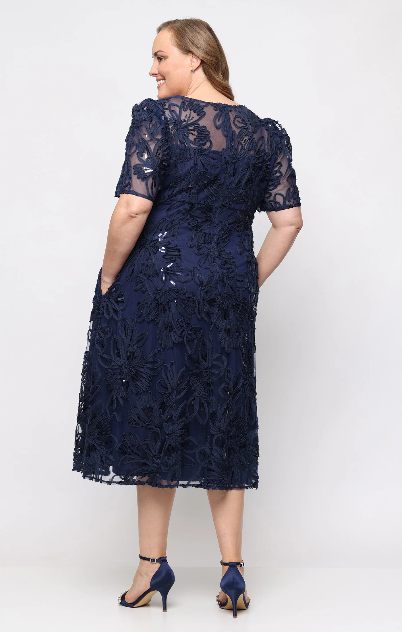 Plus Midi Embroidered Soutache A-Line Dress - Image 3