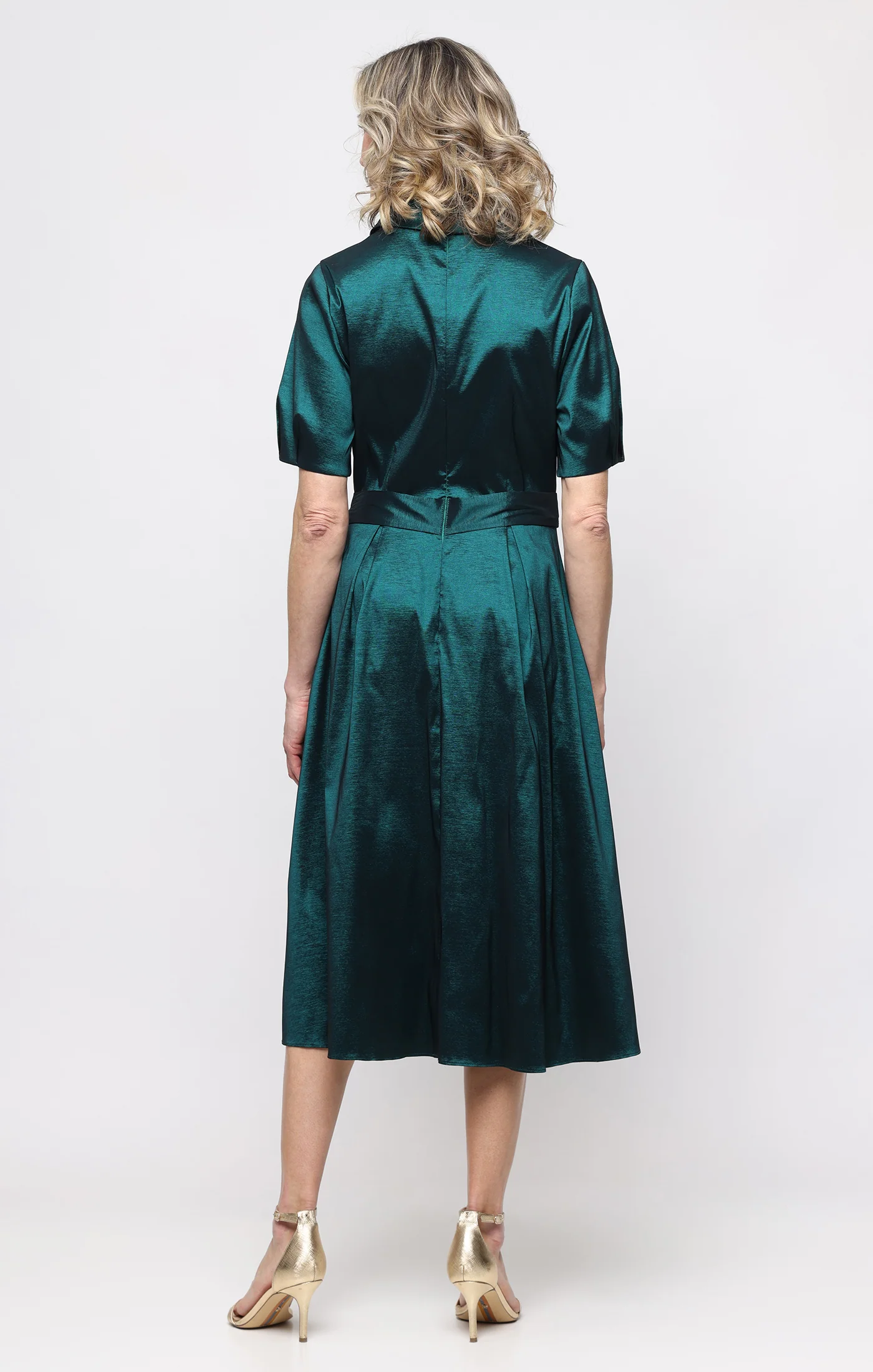 Midi Stretch Taffeta A-Line Dress - Image 3