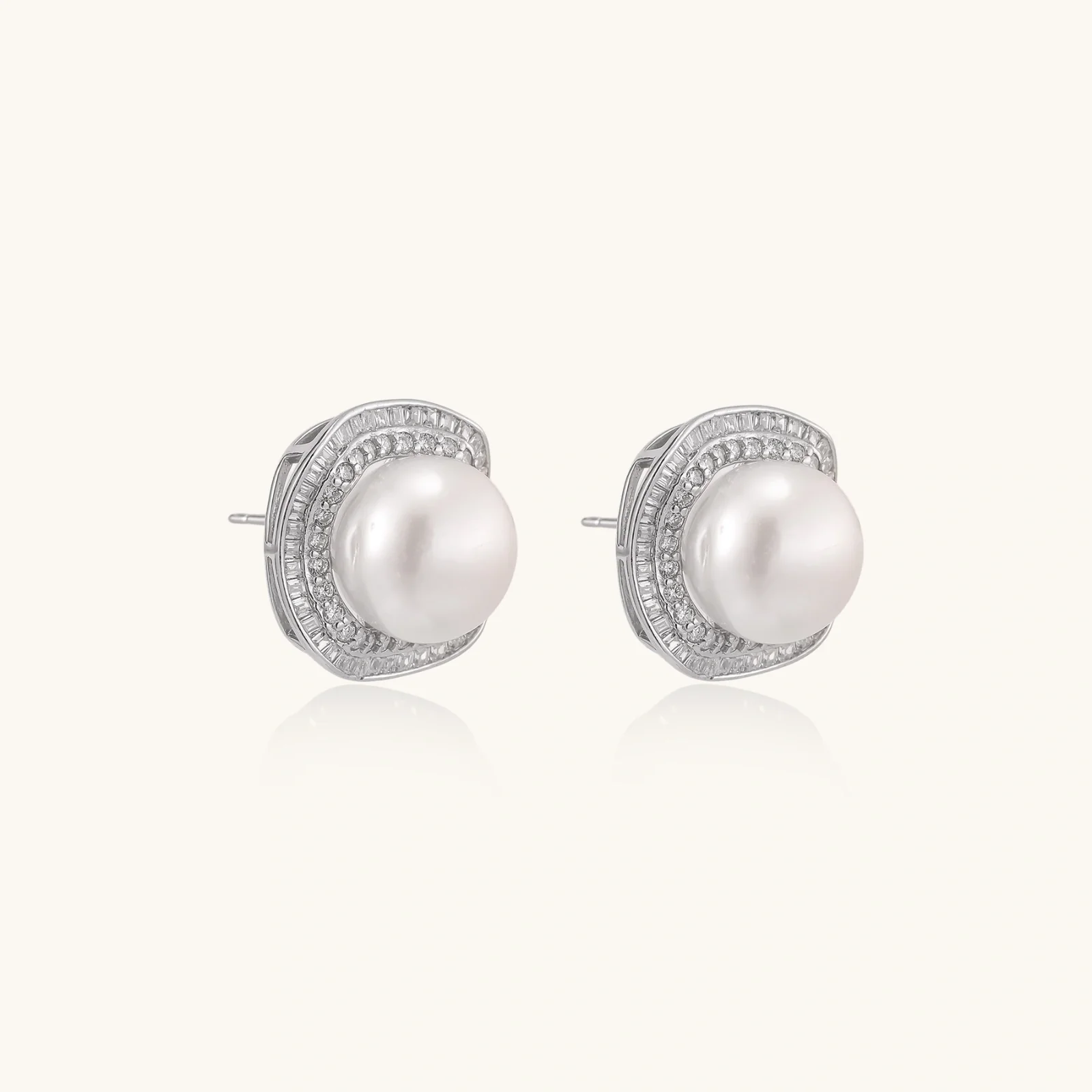 Halo Pearl Studs - Image 4