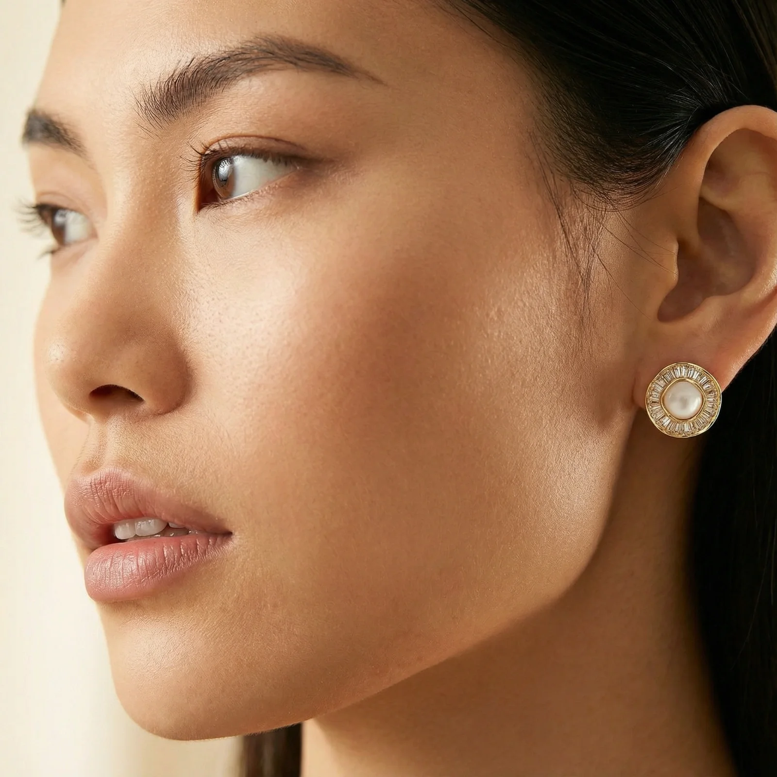 Sunburst Pearl Stud Earrings - Image 2